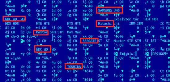 Forensics software displays some of the hard drives Equation Group was able to commandeer using malicious firmware.